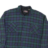 NORTHCREST Mens Blue & Green Plaid Shirt L Cotton Blend Casual Long Sleeve
