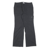 DOCKERS Womens Black Cotton Blend Regular Wide-Leg Trousers W32 L32 Casual Zip