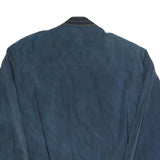 Mens Blue Button Jacket L Polyester Blend Plain Casual Style