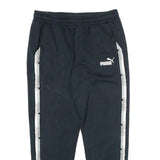 PUMA Mens Joggers Black & White Regular Tapered L W32 L28 Logo Tape Casual