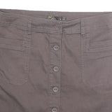 PRANA Womens Grey Cotton Button Mini Skirt Casual Pockets Size M