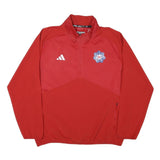ADIDAS Mens Red Polyester Blend Track Jacket L Zip Plain Lightweight Sportswear