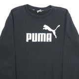 PUMA Mens Black Cotton Blend Crew Neck M Logo Sweatshirt Pullover Casual