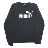 PUMA Mens Black Cotton Blend Crew Neck M Logo Sweatshirt Pullover Casual