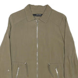 ZARA BASIC Womens Green Cotton Blend Jacket M Plain Zip Casual Lightweight