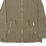 ZARA BASIC Womens Green Cotton Blend Jacket M Plain Zip Casual Lightweight