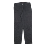 DICKIES Mens Black Relaxed Cargo Trousers W31 L31 Cotton Blend Zip Utility