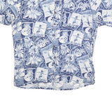 HANA BAY Mens Blue Hawaiian Shirt XL Cotton Blend Tropical Print Relaxed Fit