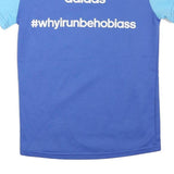 ADIDAS Womens Blue & Light Blue Graphic T-Shirt S Short Sleeve V-Neck Sports