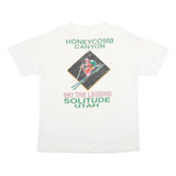 ONEITA Mens White Ski The Legend Graphic T-Shirt L Short Sleeve Crew Neck Casual