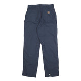 CARHARTT Mens Cotton Blend Navy Loose Straight Trousers W35 L34 Workwear Zip
