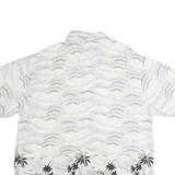 PURITAN Mens White & Grey Hawaiian Shirt XL Cotton Tropical Print Casual