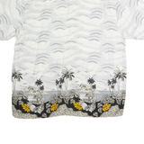 PURITAN Mens White & Grey Hawaiian Shirt XL Cotton Tropical Print Casual