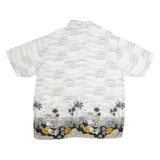 PURITAN Mens White & Grey Hawaiian Shirt XL Cotton Tropical Print Casual