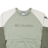 COLUMBIA Womens Green & Cream Sweatshirt Crew Neck L Polyester Blend