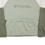 COLUMBIA Womens Green & Cream Sweatshirt Crew Neck L Polyester Blend