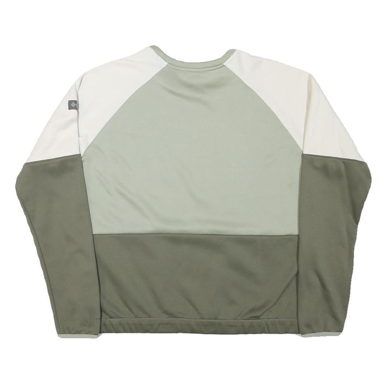 COLUMBIA Womens Green & Cream Sweatshirt Crew Neck L Polyester Blend
