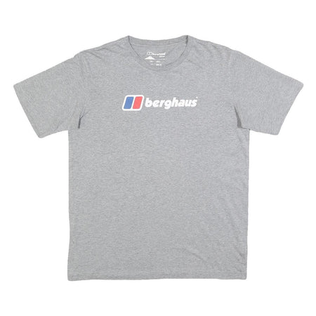 BERGHAUS Mens Grey Classic Logo Print T-Shirt L Short Sleeve Crew Neck Casual