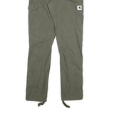 CARHARTT Mens Cotton Blend Green Relaxed Cargo Trousers W26 L32 Workwear