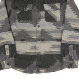 JACHS Mens Grey & Beige Pattern Cotton Blend Shirt S Button Long Sleeve Casual