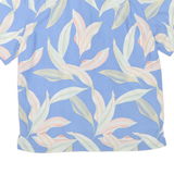 CARIBBEAN Mens Blue Rayon Short Sleeve Shirt L Casual Tropical Print Relaxed Fit