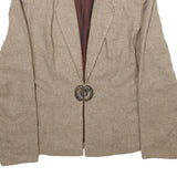 BRAZILIA Womens Beige Wool Jacket S Button Plain Classic Tailored Stylish