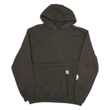 CARHARTT Mens Black Hoodie L Cotton Blend Pullover Logo Sleeve Print
