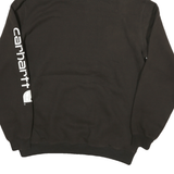 CARHARTT Mens Black Hoodie L Cotton Blend Pullover Logo Sleeve Print