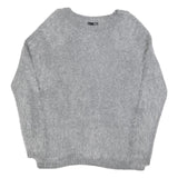ELLEN AMBER Womens Grey Plain Jumper Crew Neck Basic Knit M Casual Knitwear