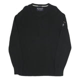 NAUTICA Mens Black Cotton Blend Plain V-Neck Basic Knit Jumper M Classic Style