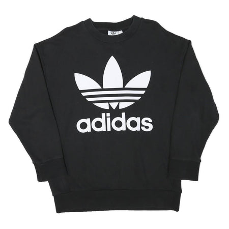 ADIDAS Mens Black Crew Neck XS Cotton Blend Casual Sweatshirt Pullover