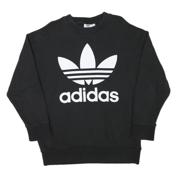 ADIDAS Mens Black Crew Neck XS Cotton Blend Casual Sweatshirt Pullover