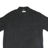 CANDA Mens Black Polyester Blend Casual Shirt L Button Front Relaxed Fit