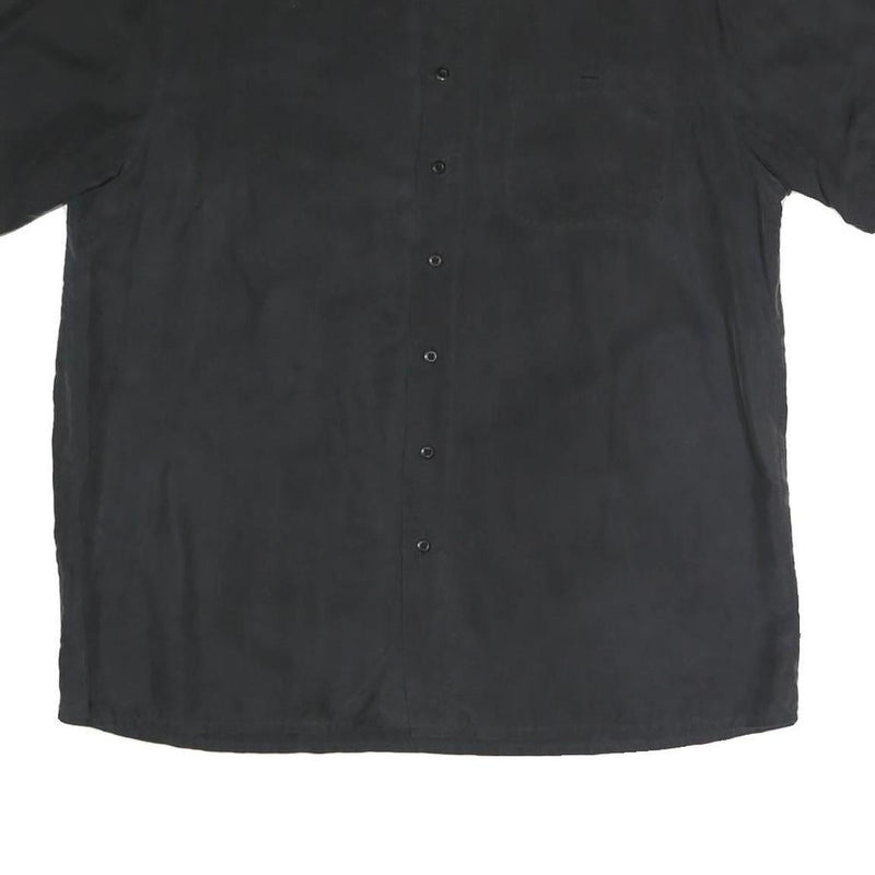 CANDA Mens Black Polyester Blend Casual Shirt L Button Front Relaxed Fit