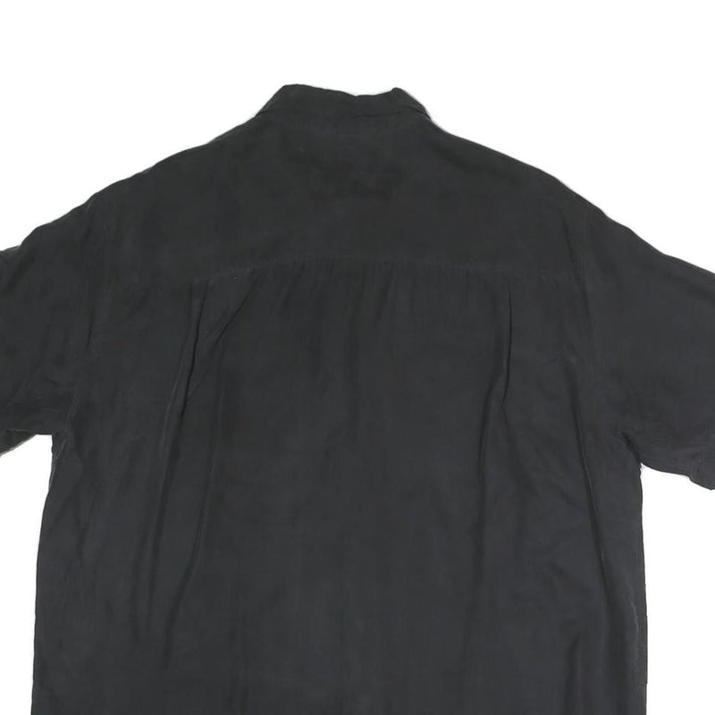 CANDA Mens Black Polyester Blend Casual Shirt L Button Front Relaxed Fit