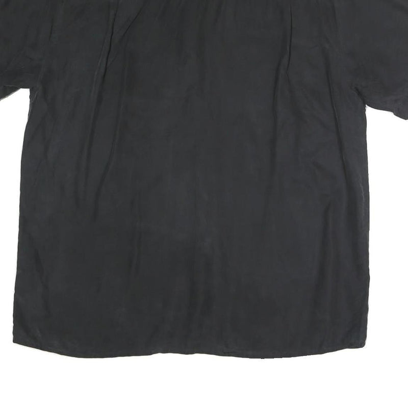 CANDA Mens Black Polyester Blend Casual Shirt L Button Front Relaxed Fit