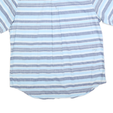 TOMMY HILFIGER Mens Blue & Grey Striped Shirt 2XL Cotton Blend Casual Summer