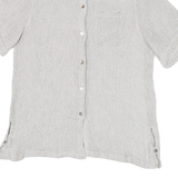 BIBA Womens Grey White Shirt M Polyester Blend Button Pocket Casual Summer