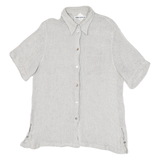 BIBA Womens Grey White Shirt M Polyester Blend Button Pocket Casual Summer
