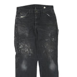 DICKIES Mens Regular Black Cotton Blend Jeans W34 L31 Workwear Zip Closure