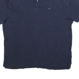 TOMMY HILFIGER Mens Navy Blue Polo Shirt L Cotton Blend Short Sleeve Classic