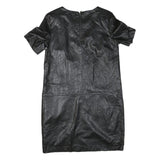 ERINLY Womens Black Dress Polyester Blend Mini Short Sleeve Zip Closure Casual