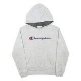 CHAMPION Boys Grey Hoodie L Cotton Blend Pullover Logo Sweatshirt