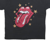 THE ROLLING STONES Mens Black Band T-Shirt M Short Sleeve Crew Neck Iconic Logo