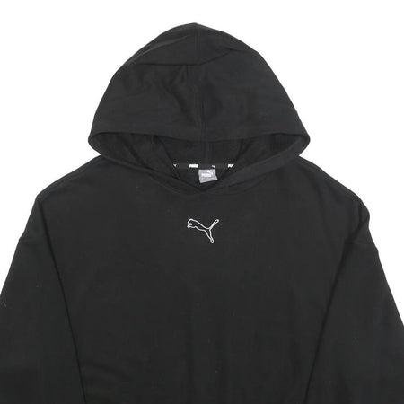 PUMA Womens Black Hoodie L Cotton Blend Pullover Casual Hooded Sweatshirt