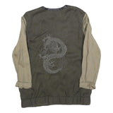 ZARA TRAFALUC Womens Green & Beige Dragon Zip Jacket S Polyester Blend Casual
