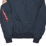 ALPHA INDUSTRIES Mens Navy Blue Bomber S Polyester Blend Plain NASA Space Flight