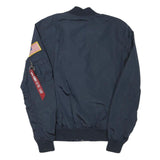 ALPHA INDUSTRIES Mens Navy Blue Bomber S Polyester Blend Plain NASA Space Flight