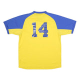 UMBRO Mens Yellow & Blue Sports T-Shirt XL Short Sleeve V-Neck Performance