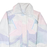 Mens Blue Pink White Abstract Pattern Jacket L Polyester Blend Button Closure